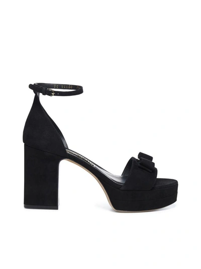 Shop Ferragamo Salvatore  Vara Bow Platform Sandals In Black