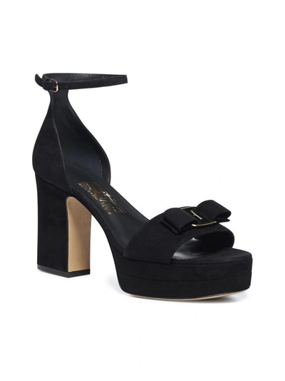 Shop Ferragamo Salvatore  Vara Bow Platform Sandals In Black
