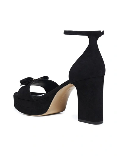 Salvatore Ferragamo Eclipse Bow-embellished Suede Platform Sandals In Black  | ModeSens