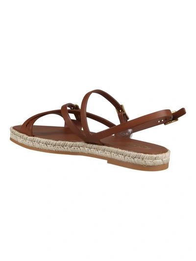 Shop Tod's Strapped Sandals In Brown