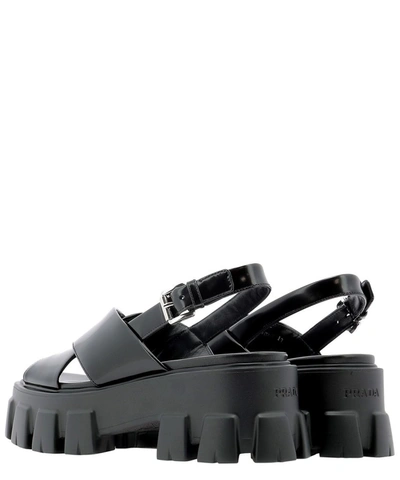 Shop Prada Monolith Wedge Sandals In Black