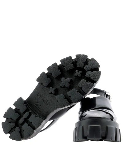 Shop Prada Monolith Wedge Sandals In Black