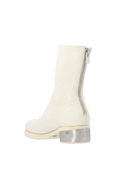 Shop Guidi Contrast Heel Ankle Boots In White