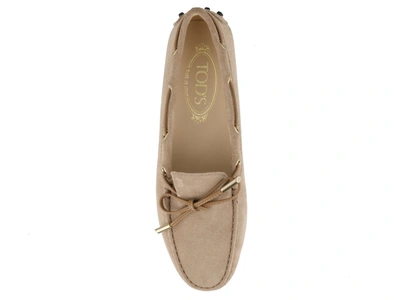 Shop Tod's Gommino Driving Bow Moccasins In Beige