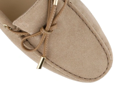 Shop Tod's Gommino Driving Bow Moccasins In Beige