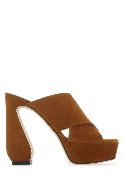 Shop Sergio Rossi Si Rossi Crossover Strapped Platform Sandals In Brown