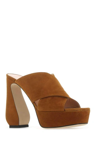 Shop Sergio Rossi Si Rossi Crossover Strapped Platform Sandals In Brown