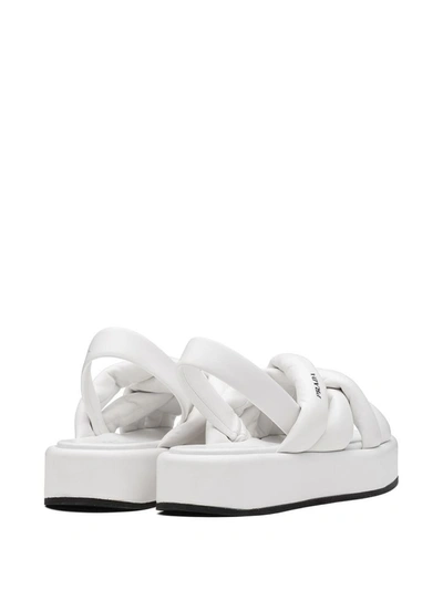Shop Prada Tubular Strap Platform Sandals In White