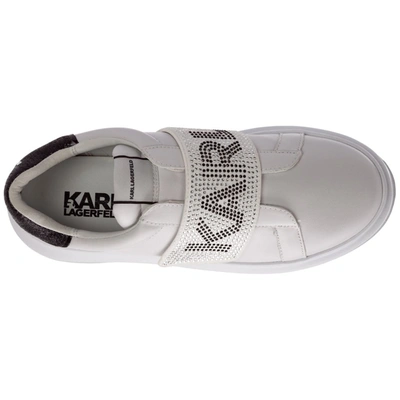 Shop Karl Lagerfeld Logo Embellished Low In White