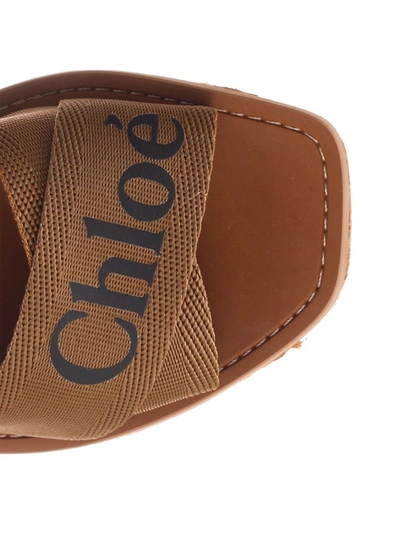 Shop Chloé Woody Wedge Sandals In Brown