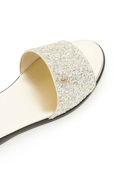 Shop Jimmy Choo Minea Glitter Sandals In Gold
