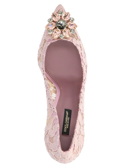 Shop Dolce & Gabbana Taormina Lace Embellished Pumps In Pink