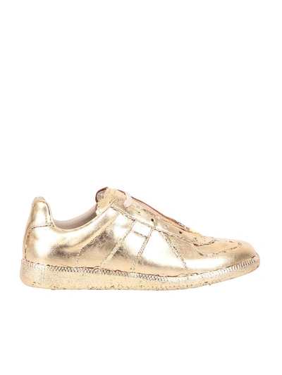 Shop Maison Margiela Replica Painted Sneakers In Gold