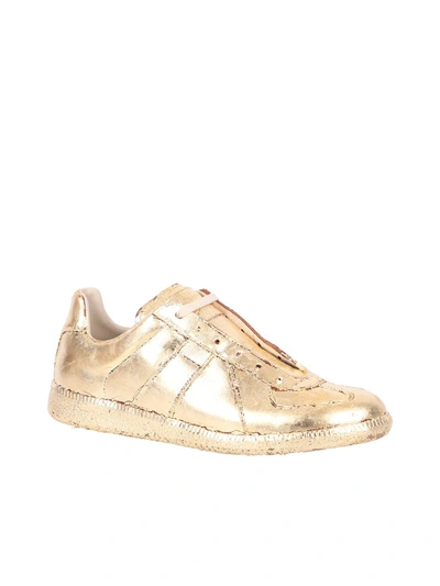 Shop Maison Margiela Replica Painted Sneakers In Gold
