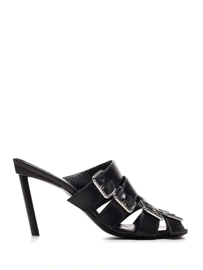 Shop Balenciaga Buckle Strap Sandals In Black