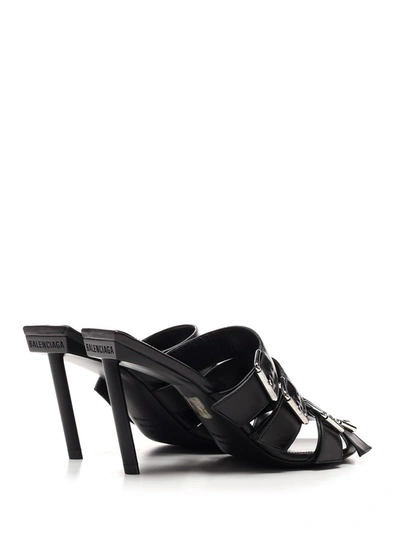 Shop Balenciaga Buckle Strap Sandals In Black