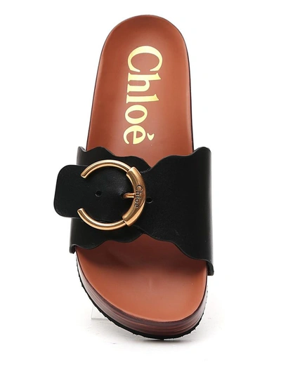 Shop Chloé Lauren Footbed Mule Sandals In Black