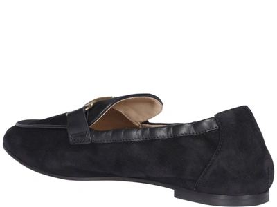 Shop Tod's Double T Logo Embellished Loafers In Black