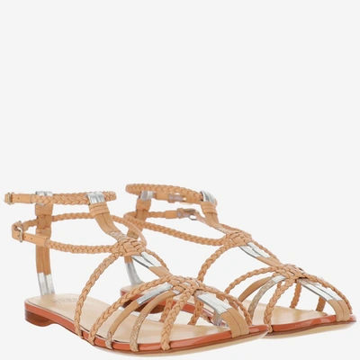 Shop Francesco Russo Braided Caged Sandals In Beige
