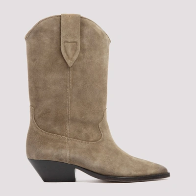 Shop Isabel Marant Duerto Block Heel Boots In Beige