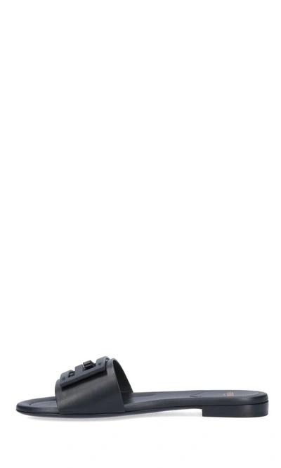 Shop Fendi Ff Logo Plaque Sandals In Black