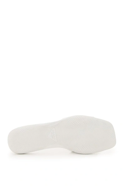 Shop Prada Logo Plaque Slide Sandals In White