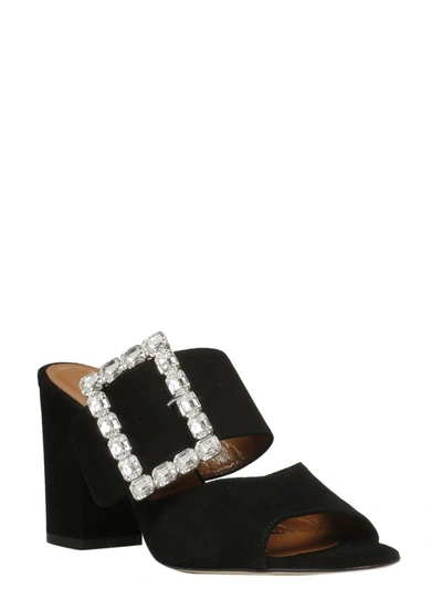 Shop Paris Texas Crystal Buckle Sandals In Black