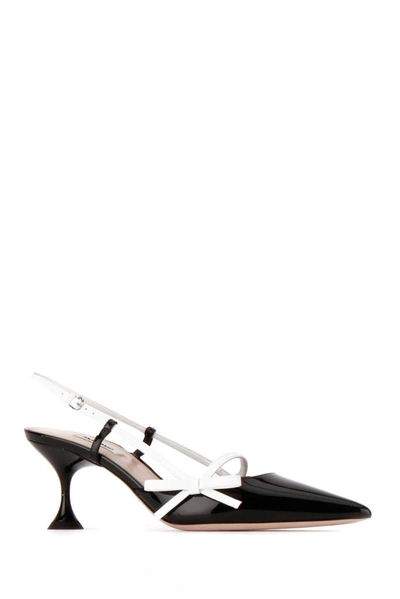 Shop Miu Miu Bow Slingback Pumps In Black