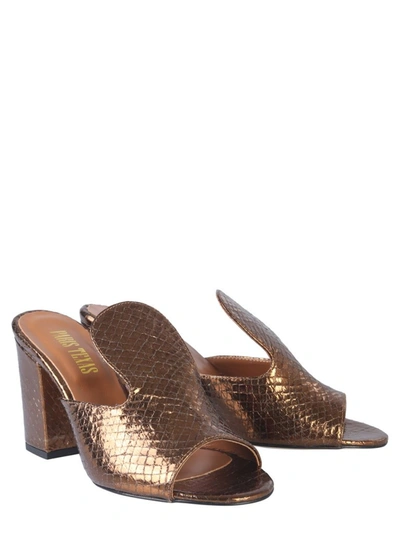 Shop Paris Texas Metallic Mule Sandals In Gold
