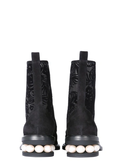 Shop Nicholas Kirkwood Casati Flocked Combat Boots In Black