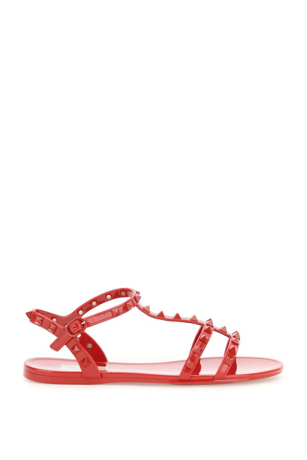 Valentino Rockstud Pvc Sandals Red | ModeSens