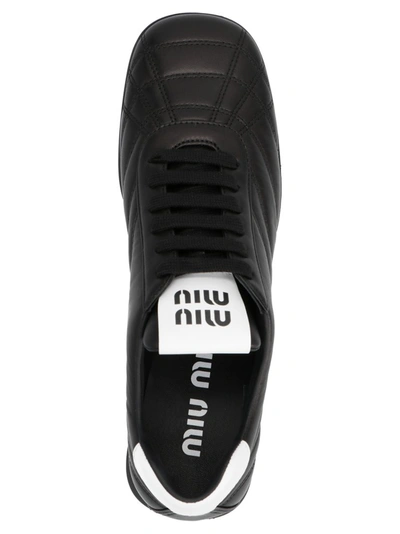Shop Miu Miu Kitten Heel Sneakers In Black