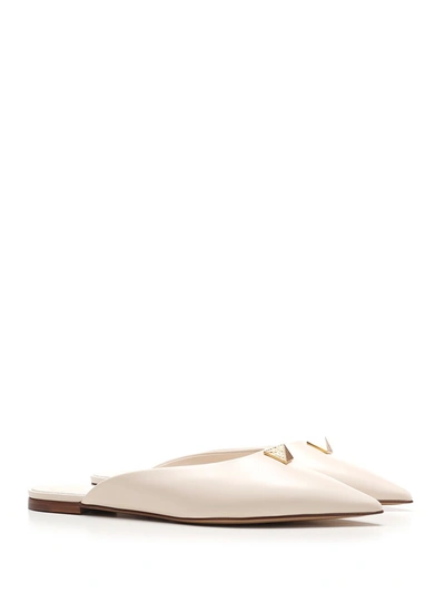 Shop Valentino Garavani Roman Stud Flat Mules In White