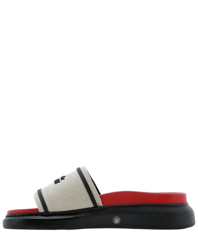 Shop Alexander Mcqueen Logo Platform Slides In Multi