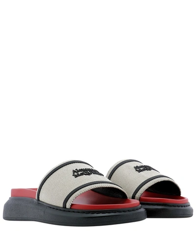 Shop Alexander Mcqueen Logo Platform Slides In Multi