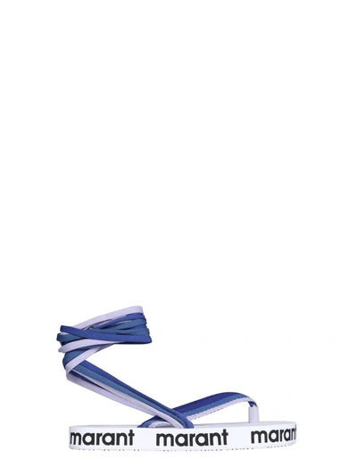 Shop Isabel Marant Logo Strapped Sandals In Blue