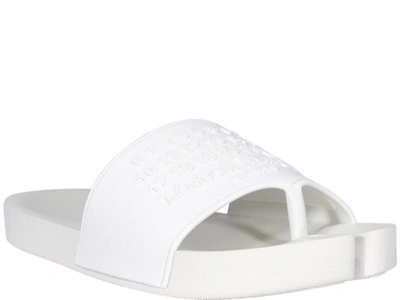 Shop Maison Margiela Tabi Logo Slides In White