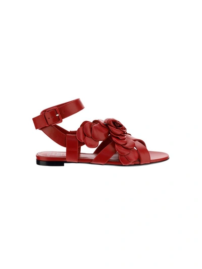 Shop Valentino 03 Rose Flat Sandals In Red