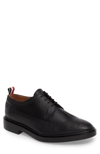 Shop Thom Browne Longwing Derby In Black Leather