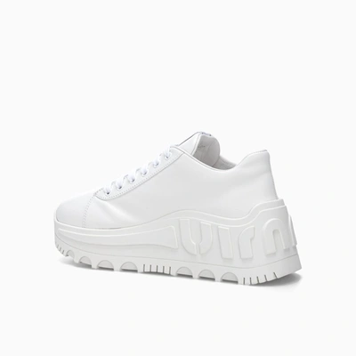 Shop Miu Miu Logo Platform Sneakers In White