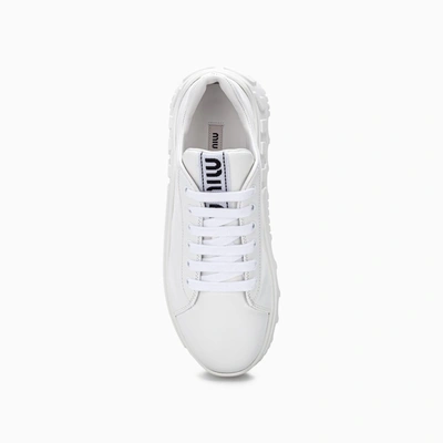 Shop Miu Miu Logo Platform Sneakers In White