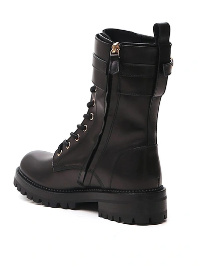 Shop Versace Medusa Safety Pin Buckle Combat Boots In Black