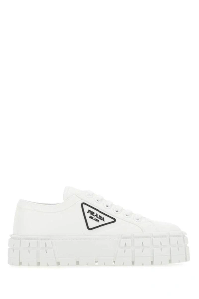 Shop Prada Double Wheel Sneakers In White