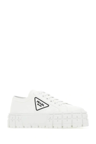 Shop Prada Double Wheel Sneakers In White