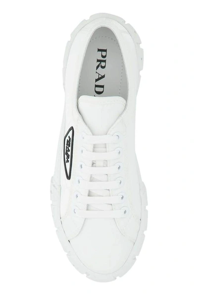 Shop Prada Double Wheel Sneakers In White