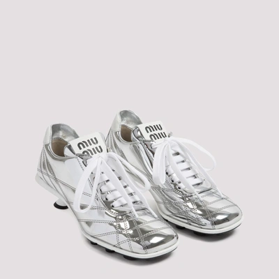 Shop Miu Miu Heeled Sneaker Pumps In Silver