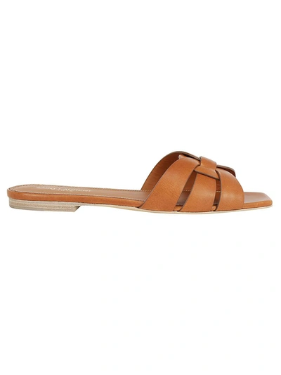 Tribute Nu Pieds 05 Leather Slides In Brown