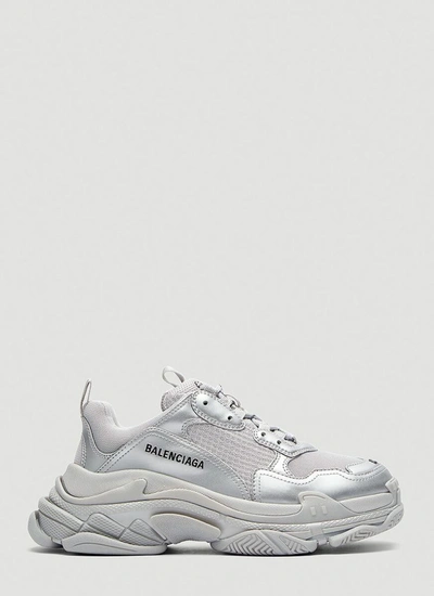 Shop Balenciaga Triple S Sneakers In Silver