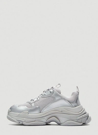 Shop Balenciaga Triple S Sneakers In Silver