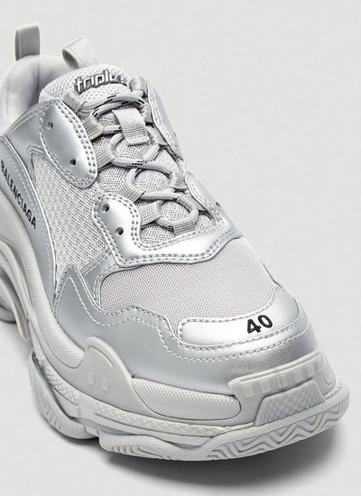 Shop Balenciaga Triple S Sneakers In Silver